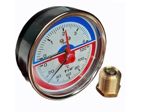 Термоманометр (0-4бар) аксиальн. 1/2" 80мм ТИМ